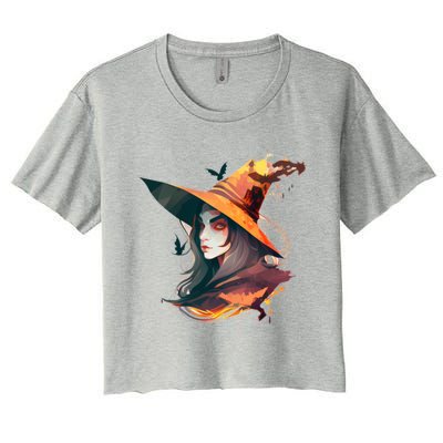 Cool Witch Face Funny Gift Women's Crop Top Tee