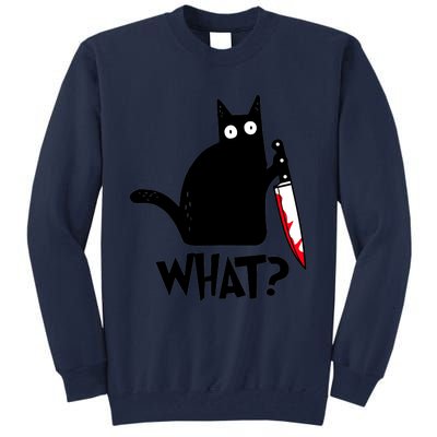 Cat What Funny Black Cat, Murderous Cat With Knife Tall Sweatshirt