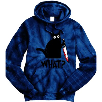 Cat What Funny Black Cat, Murderous Cat With Knife Tie Dye Hoodie