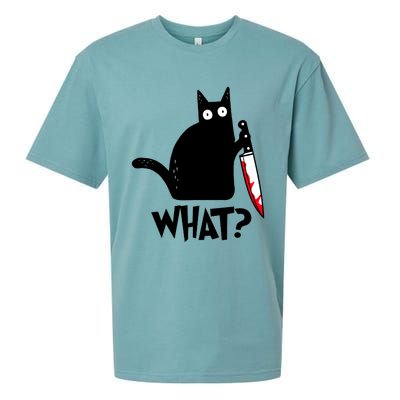 Cat What Funny Black Cat, Murderous Cat With Knife Sueded Cloud Jersey T-Shirt