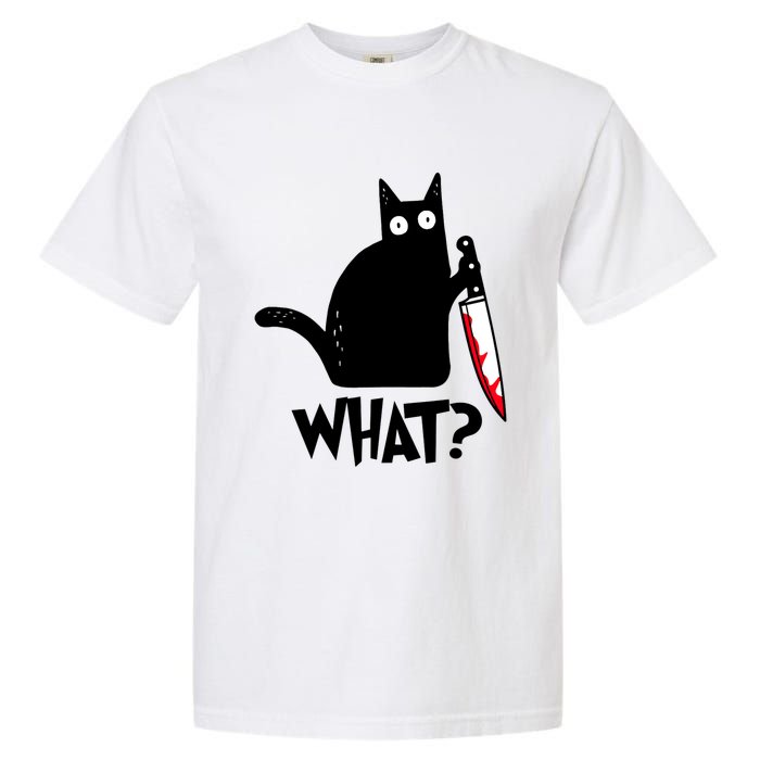 Cat What Funny Black Cat, Murderous Cat With Knife Garment-Dyed Heavyweight T-Shirt