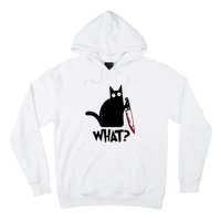 Cat What Funny Black Cat, Murderous Cat With Knife Hoodie