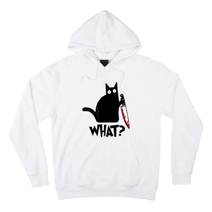 Cat What Funny Black Cat, Murderous Cat With Knife Hoodie