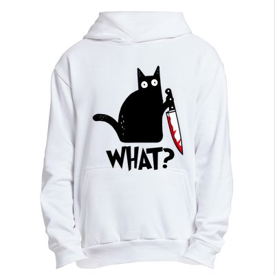 Cat What Funny Black Cat, Murderous Cat With Knife Urban Pullover Hoodie