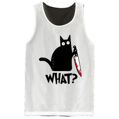 Cat What Funny Black Cat, Murderous Cat With Knife Mesh Reversible Basketball Jersey Tank