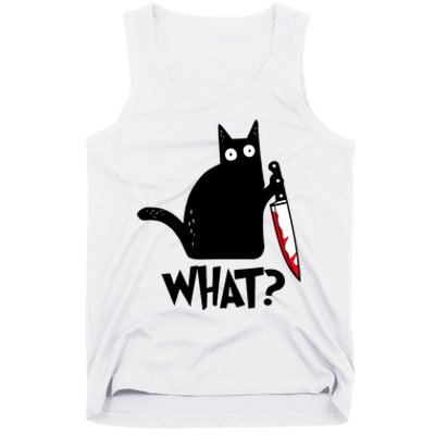 Cat What Funny Black Cat, Murderous Cat With Knife Tank Top