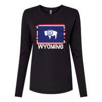 Cool Wyoming Flag Womens Cotton Relaxed Long Sleeve T-Shirt