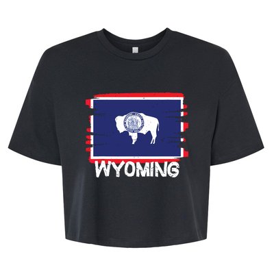 Cool Wyoming Flag Bella+Canvas Jersey Crop Tee