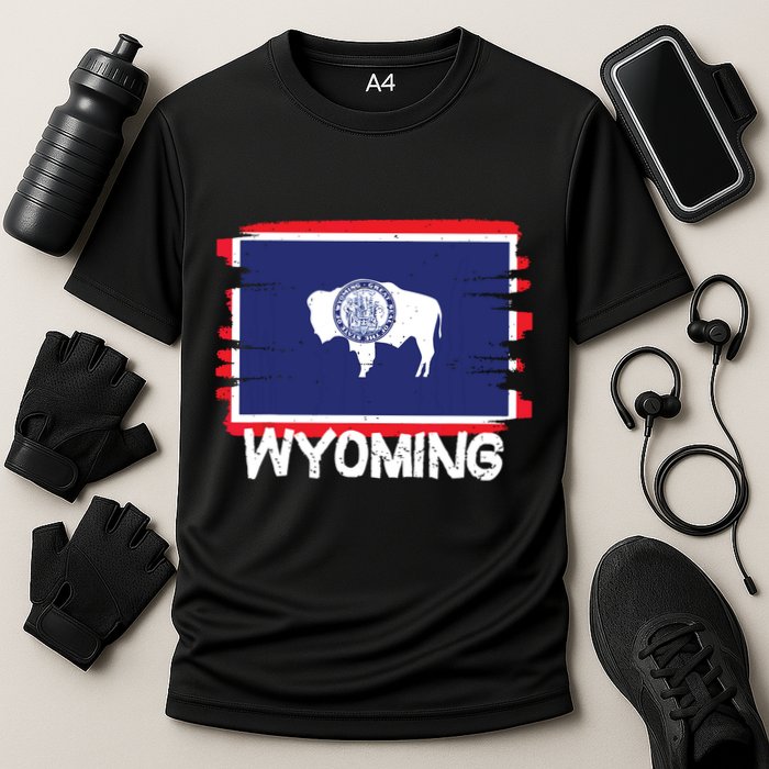 Cool Wyoming Flag Cooling Performance Crew T-Shirt