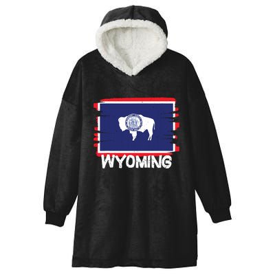 Cool Wyoming Flag Hooded Wearable Blanket