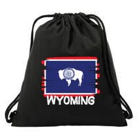 Cool Wyoming Flag Drawstring Bag