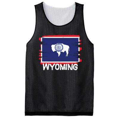 Cool Wyoming Flag Mesh Reversible Basketball Jersey Tank