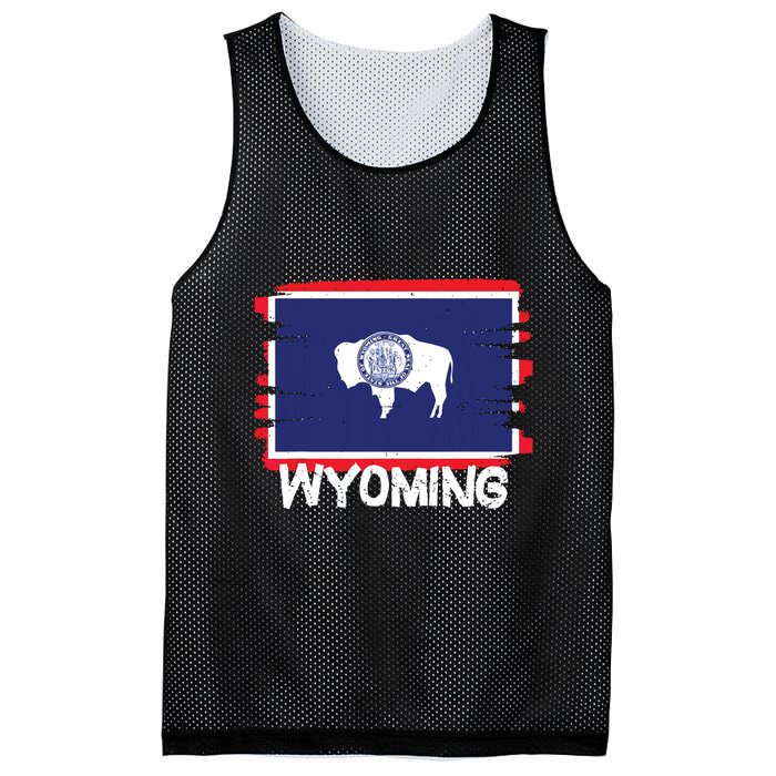 Cool Wyoming Flag Mesh Reversible Basketball Jersey Tank