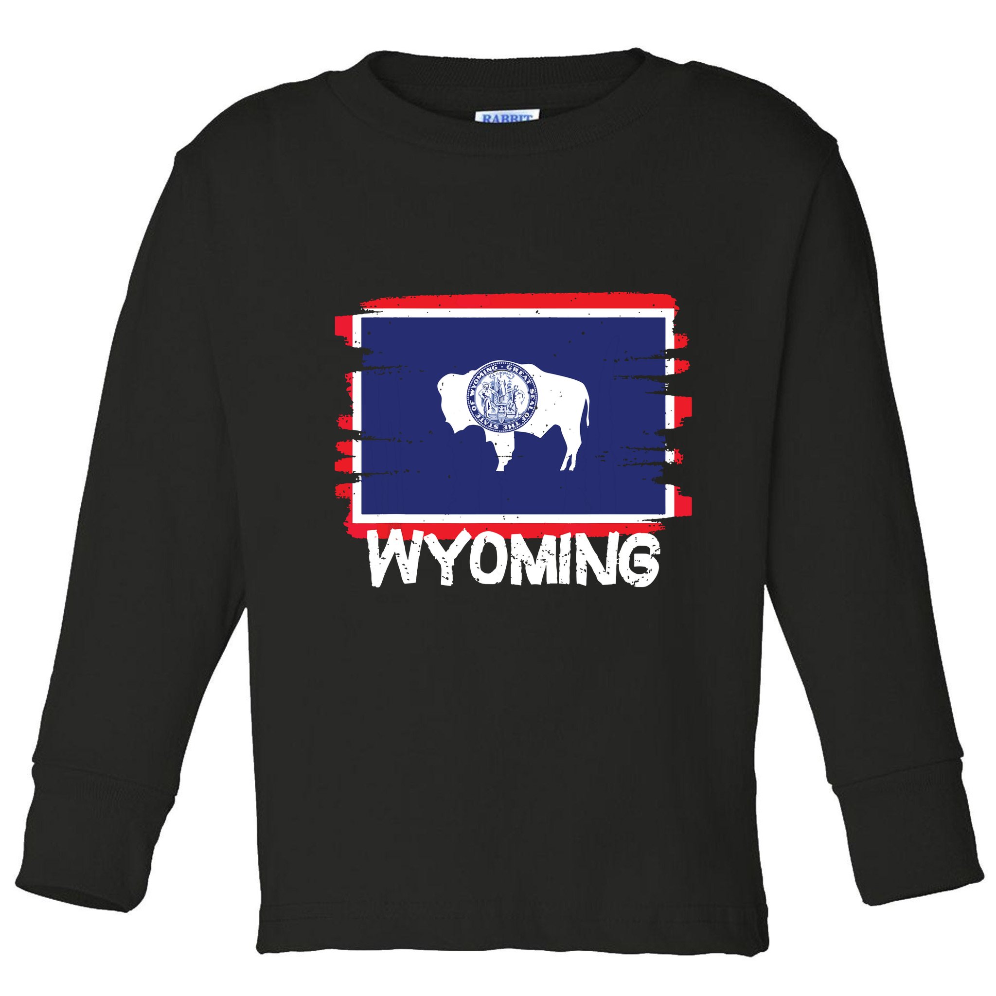 Cool Wyoming Flag Toddler Long Sleeve Shirt