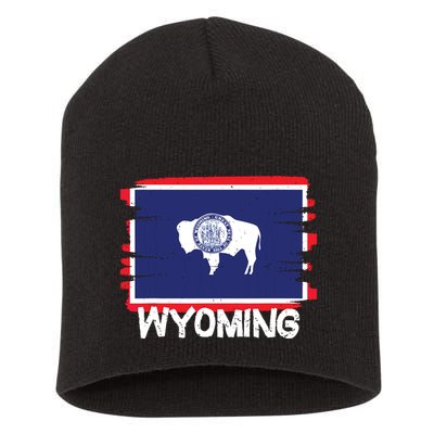 Cool Wyoming Flag Short Acrylic Beanie