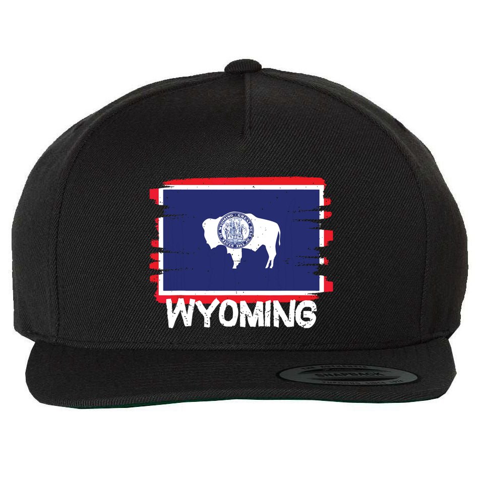 Cool Wyoming Flag Wool Snapback Cap