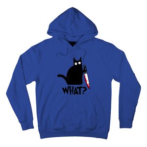 Cat What? Funny Black Cagreat Gift Murderous Cat With Knife Cute Gift Hoodie