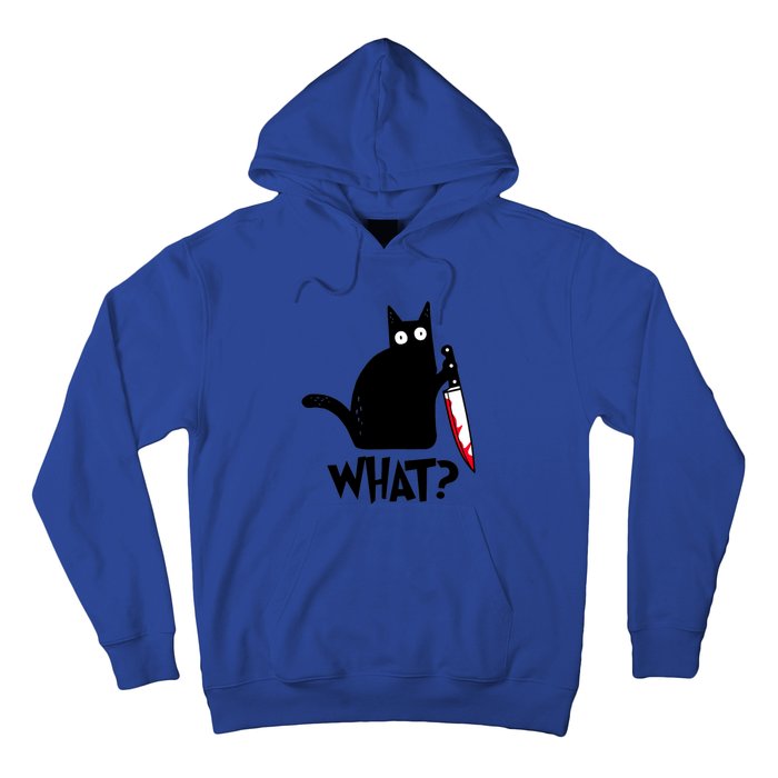 Cat What? Funny Black Cagreat Gift Murderous Cat With Knife Cute Gift Hoodie