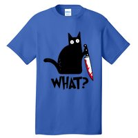 Cat What? Funny Black Cagreat Gift Murderous Cat With Knife Cute Gift Tall T-Shirt