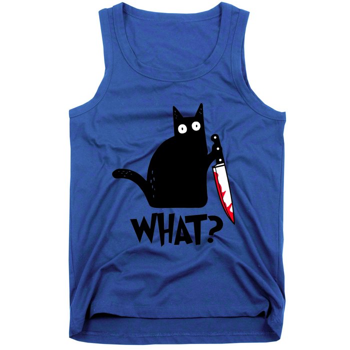 Cat What? Funny Black Cagreat Gift Murderous Cat With Knife Cute Gift Tank Top