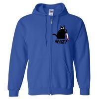 Cat What? Funny Black Cagreat Gift Murderous Cat With Knife Cute Gift Full Zip Hoodie