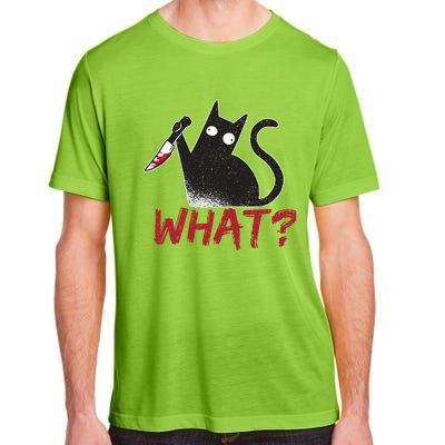 Cat What? Funny Black Cat Murderous Cat With Knife Cool Gift Adult ChromaSoft Performance T-Shirt