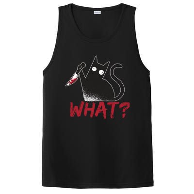 Cat What? Funny Black Cat Murderous Cat With Knife Cool Gift PosiCharge Competitor Tank