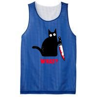 Cat What? Funny Black Cagift Murderous Cat With Knife Gift Mesh Reversible Basketball Jersey Tank