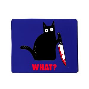 Cat What? Funny Black Cagift Murderous Cat With Knife Gift Mousepad