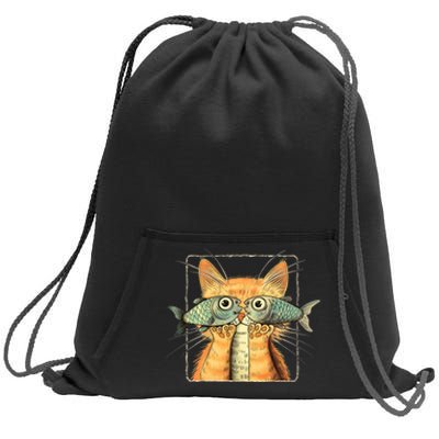 Cat With Fisheyes Sweatshirt Cinch Pack Bag