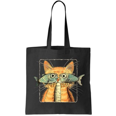 Cat With Fisheyes Tote Bag