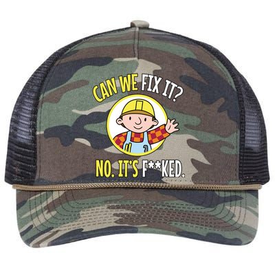 Can We Fix It? No ItS F**Ked Funny Repair Mechanic Tech Support Retro Rope Trucker Hat Cap