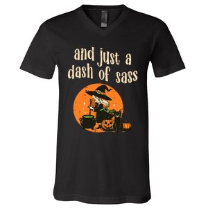 Cute Witch Funny Halloween And Just A Dash Of Sass V-Neck T-Shirt