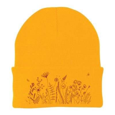 Cute Wildflowers Floral Nature Doodle Knit Cap Winter Beanie