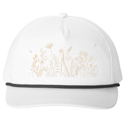 Cute Wildflowers Floral Nature Doodle Snapback Five-Panel Rope Hat