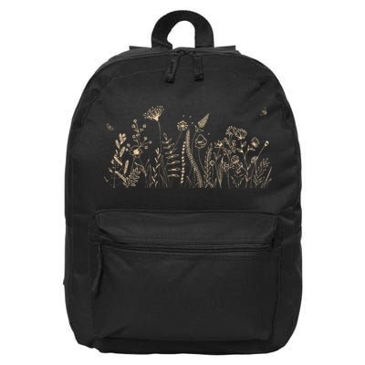 Cute Wildflowers Floral Nature Doodle 16 in Basic Backpack