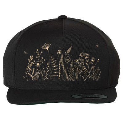 Cute Wildflowers Floral Nature Doodle Wool Snapback Cap