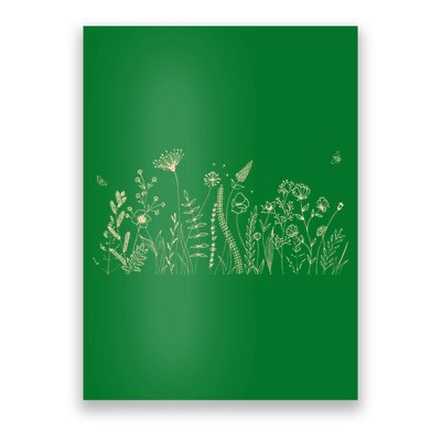 Cute Wildflowers Floral Nature Doodle Poster
