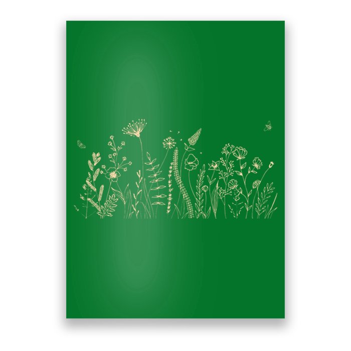 Cute Wildflowers Floral Nature Doodle Poster