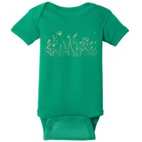 Cute Wildflowers Floral Nature Doodle Baby Bodysuit