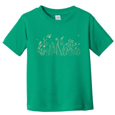 Cute Wildflowers Floral Nature Doodle Toddler T-Shirt