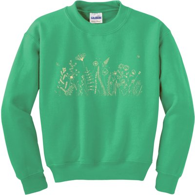 Cute Wildflowers Floral Nature Doodle Kids Sweatshirt