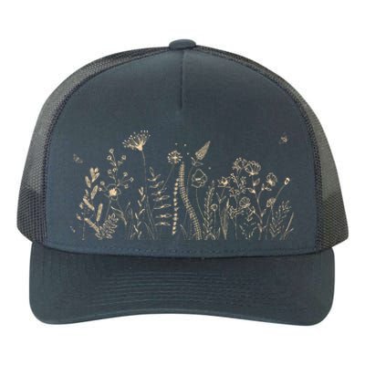 Cute Wildflowers Floral Nature Doodle Yupoong Adult 5-Panel Trucker Hat