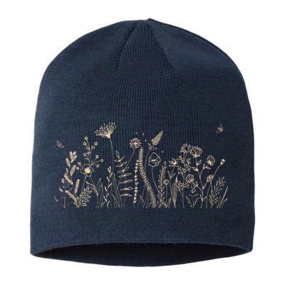 Cute Wildflowers Floral Nature Doodle Sustainable Beanie