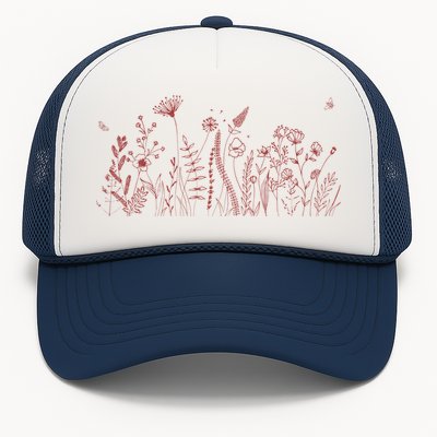 Cute Wildflowers Floral Nature Doodle Trucker Hat