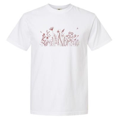 Cute Wildflowers Floral Nature Doodle Garment-Dyed Heavyweight T-Shirt