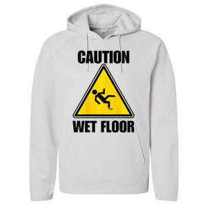 Caution Wet Floor Sign Funny Lazy Easy Halloween Costume Performance Fleece Hoodie