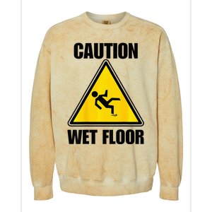 Caution Wet Floor Sign Funny Lazy Easy Halloween Costume Colorblast Crewneck Sweatshirt