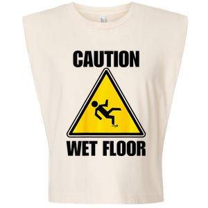 Caution Wet Floor Sign Funny Lazy Easy Halloween Costume Garment-Dyed Women's Muscle Tee