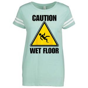 Caution Wet Floor Sign Funny Lazy Easy Halloween Costume Enza Ladies Jersey Football T-Shirt